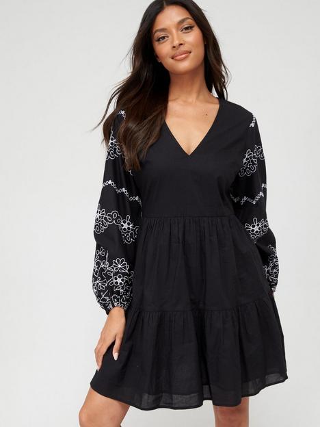v-by-very-embroidered-mini-dress-black