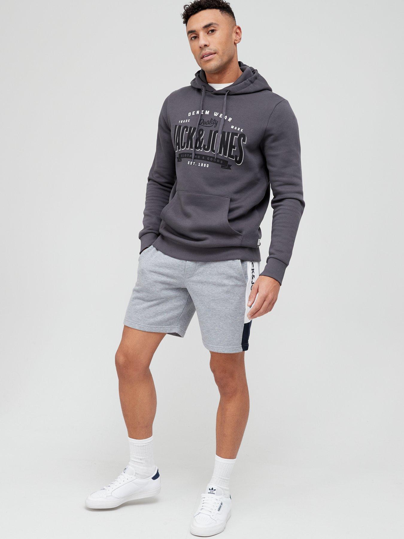 Men Jersey Colour Block Logo Shorts - Light Grey Melange