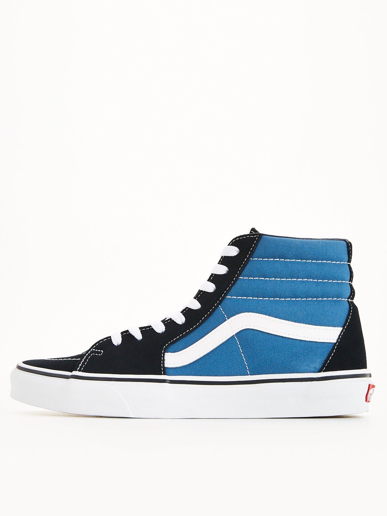 Blue and white on sale high top vans