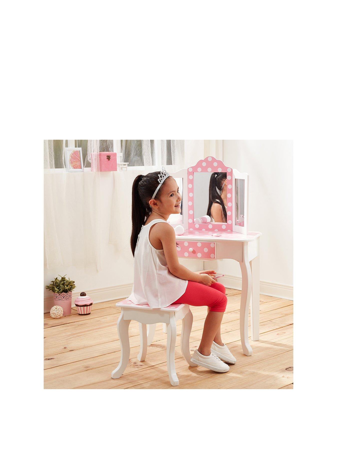 Product photograph of Teamson Kids Fantasy Fields Polka Dot Vanity Set from very.co.uk