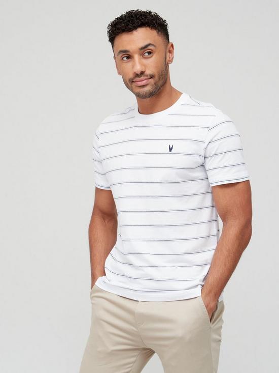front image of very-man-stripe-t-shirt--white