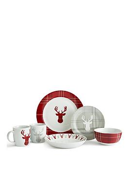 Product photograph of Waterside Highland Stag 30-piece Dinner Set from very.co.uk