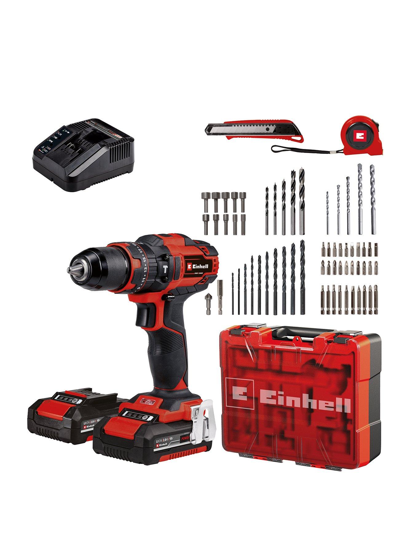 Product photograph of Einhell Power X-change Expert 18v Combi Drill Kit With 64 Acc 2 X 2 0ah from very.co.uk