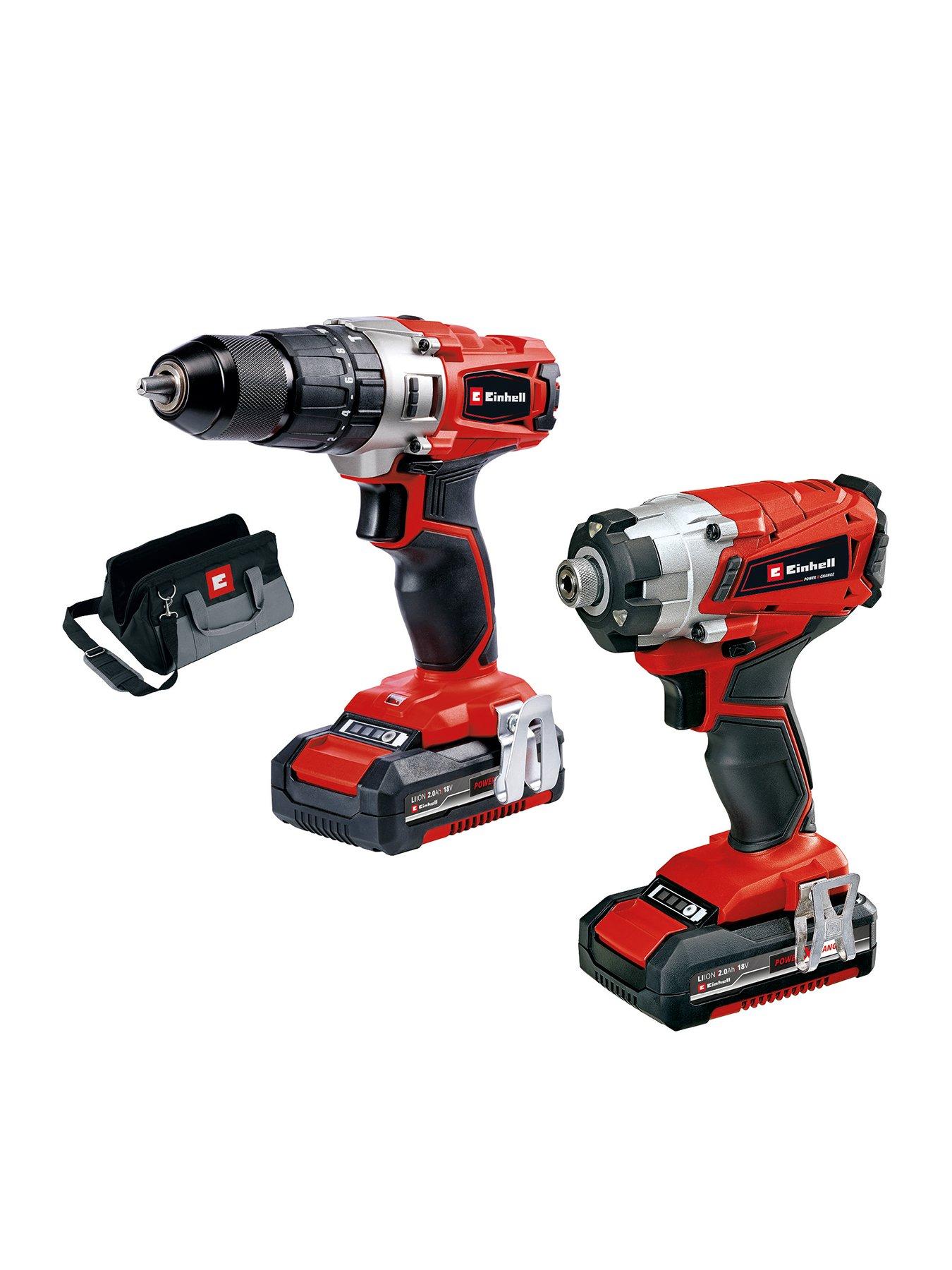 Product photograph of Einhell Power X-change Expert Twin Pack Combi Drill Amp Impact Driver With 2 X 2 0ah Batteries from very.co.uk