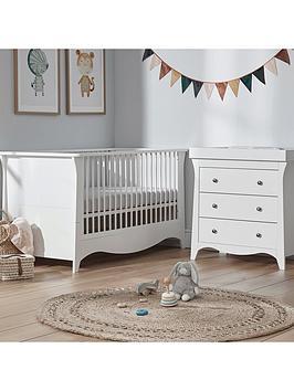 Product photograph of Cuddleco Clara 2pc Set 3 Drawer Dresser And Cot Bed White from very.co.uk