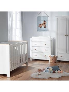Product photograph of Cuddleco Aylesbury 3pc Set 3 Drawer Dresser Cot Bed And Wardrobe Ash from very.co.uk