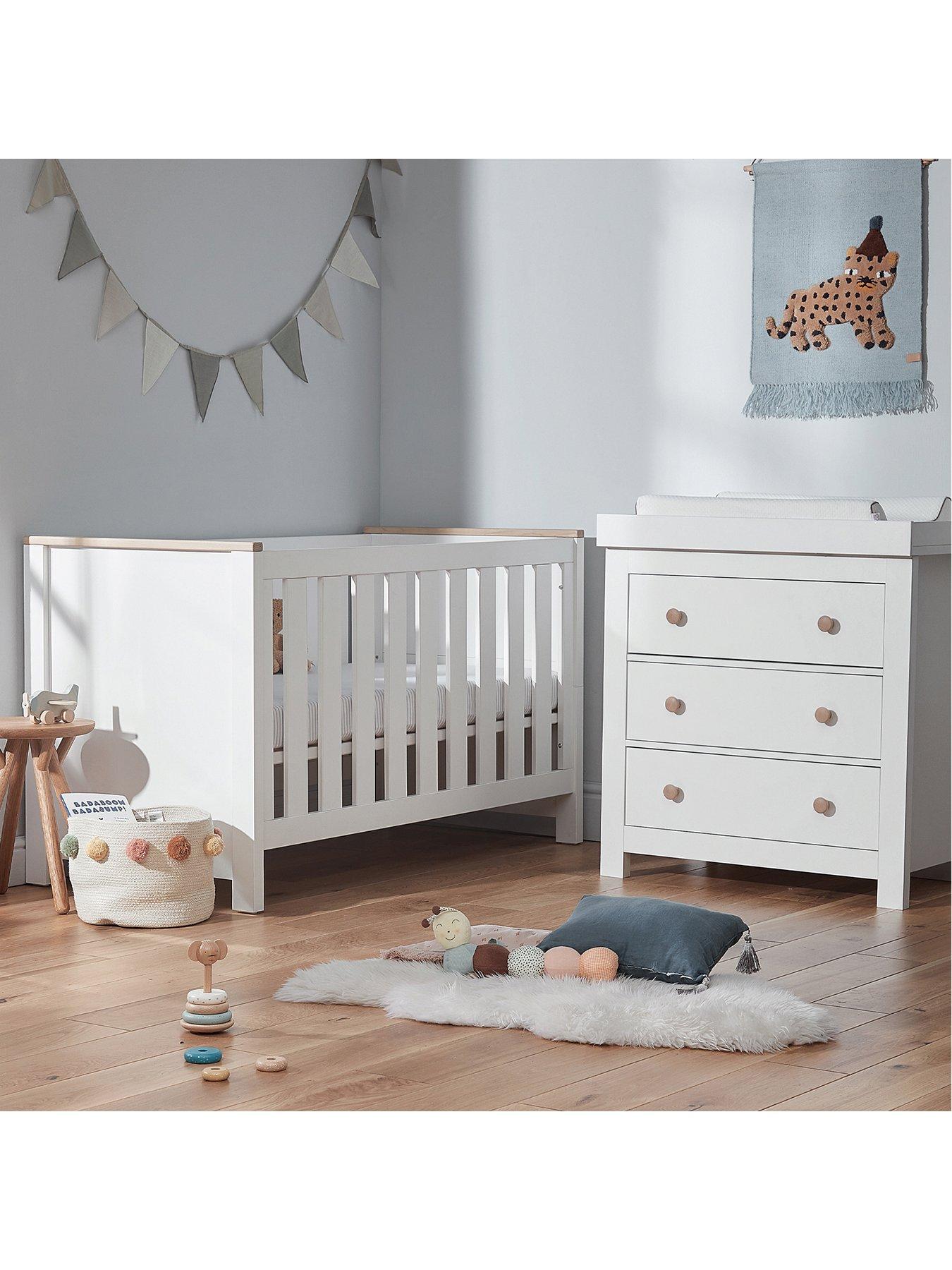 Product photograph of Cuddleco Aylesbury 2pc Set 3 Drawer Dresser And Cot Bed Ash from very.co.uk