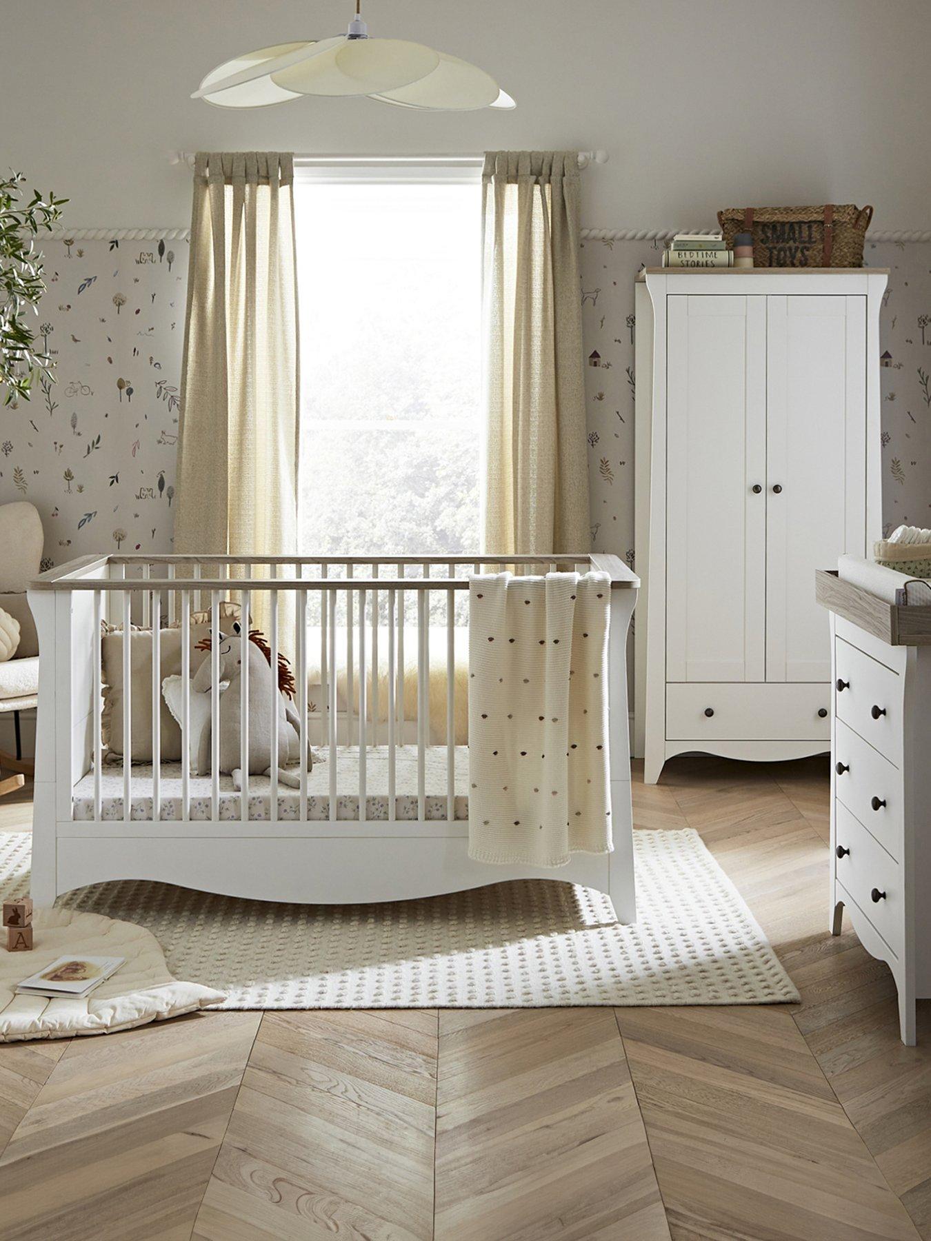 CuddleCo Clara 3 Piece Nursery Furniture Set- White  &  Ash