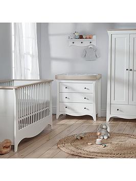 Product photograph of Cuddleco Clara 3pc Set 3 Drawer Dresser Cot Bed And Wardrobe Driftwood Ash from very.co.uk