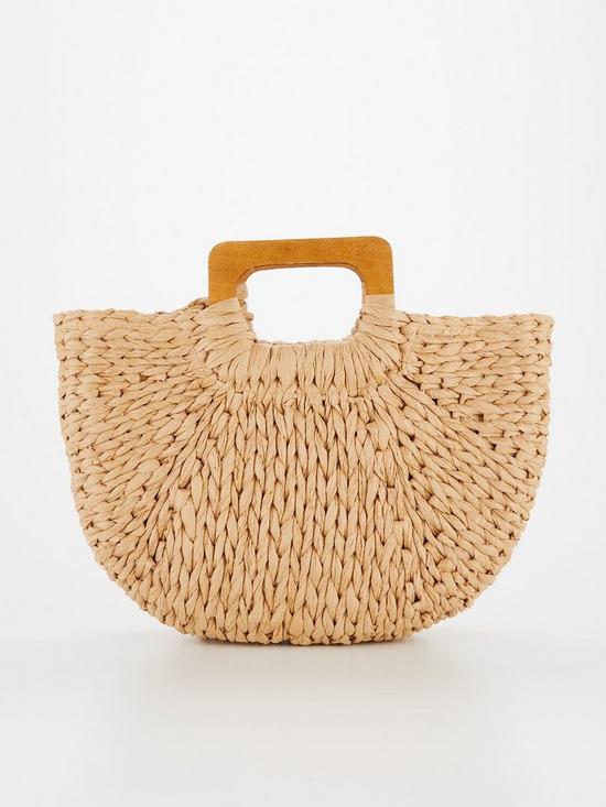 front image of pieces-pcveronica-straw-bag-natural