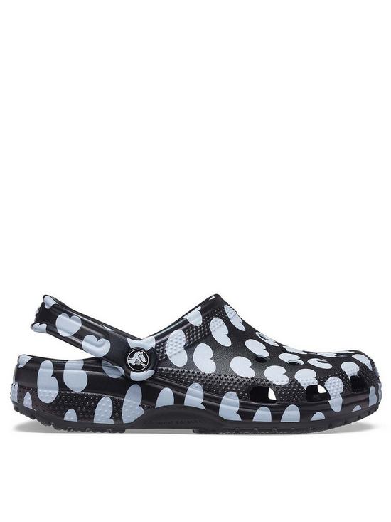 front image of crocs-classic-heart-print-clog-flat-shoes