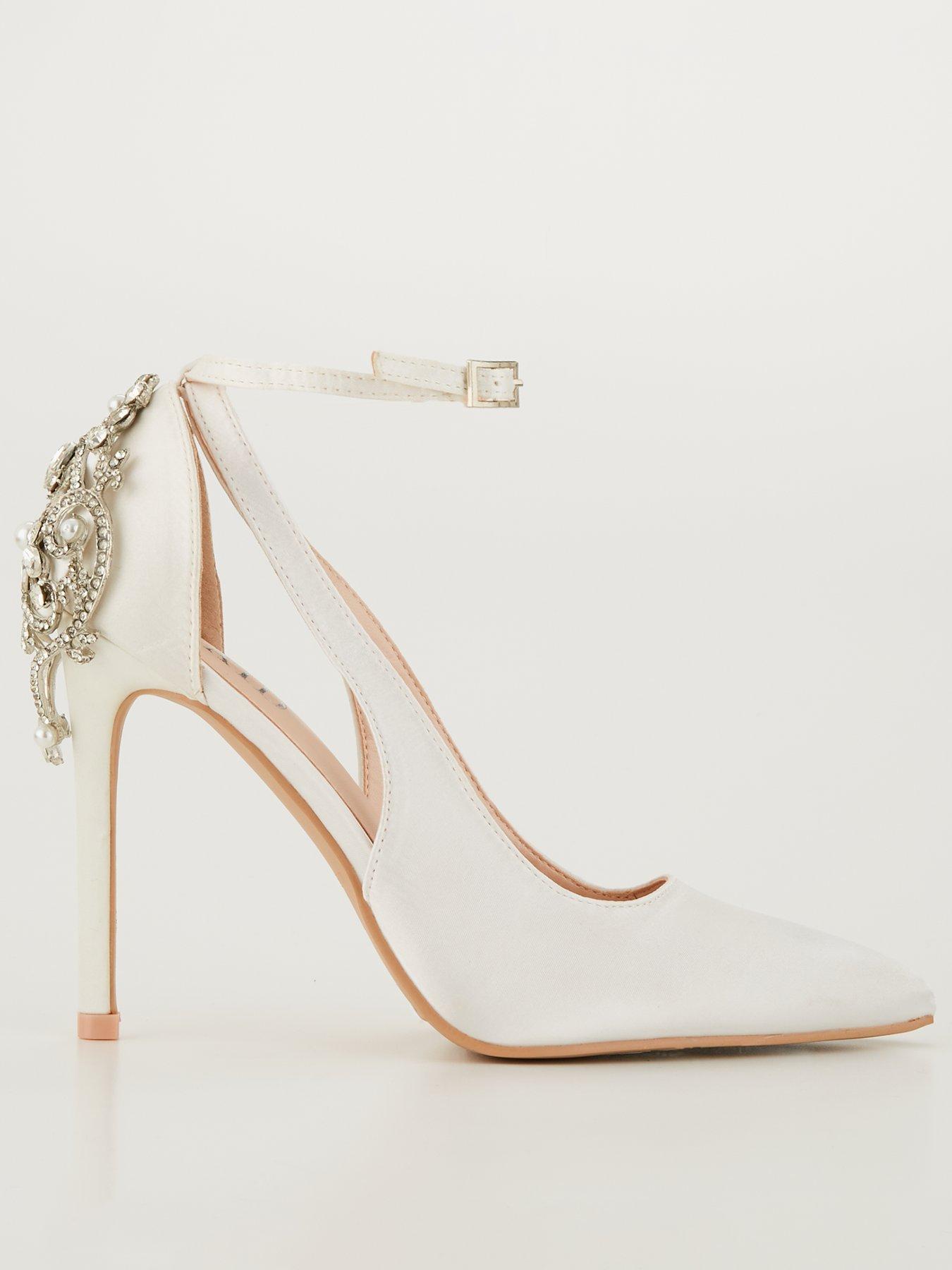 Women Bridal Florissa Satin Embellished Heeled Shoe - Ivory