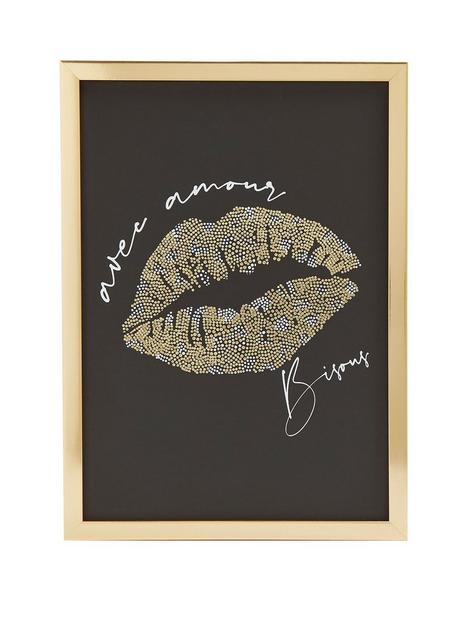 river-island-foil-lips-kiss-a3-framed-wall-art-print