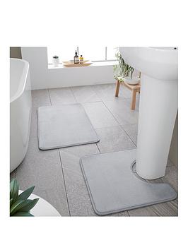 Product photograph of Catherine Lansfield Anti-bacterial Memory Foam Bath And Pedestal Mat Set from very.co.uk
