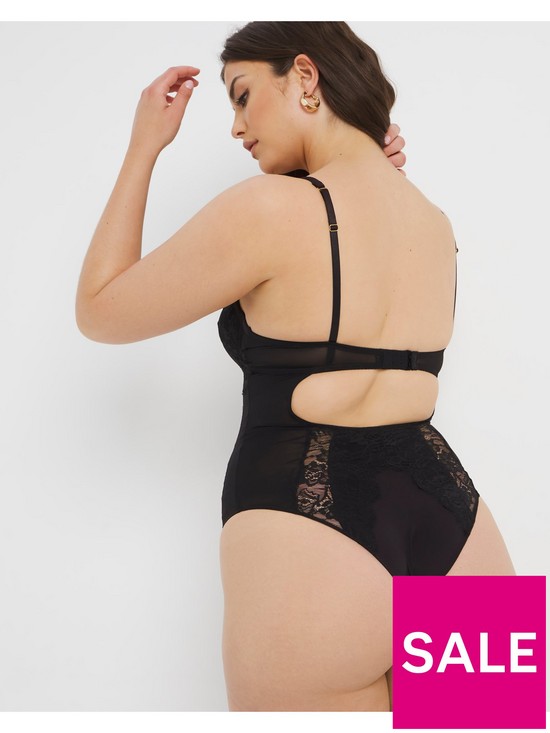stillFront image of figleaves-pulse-lace-underwired-bodysuit-black