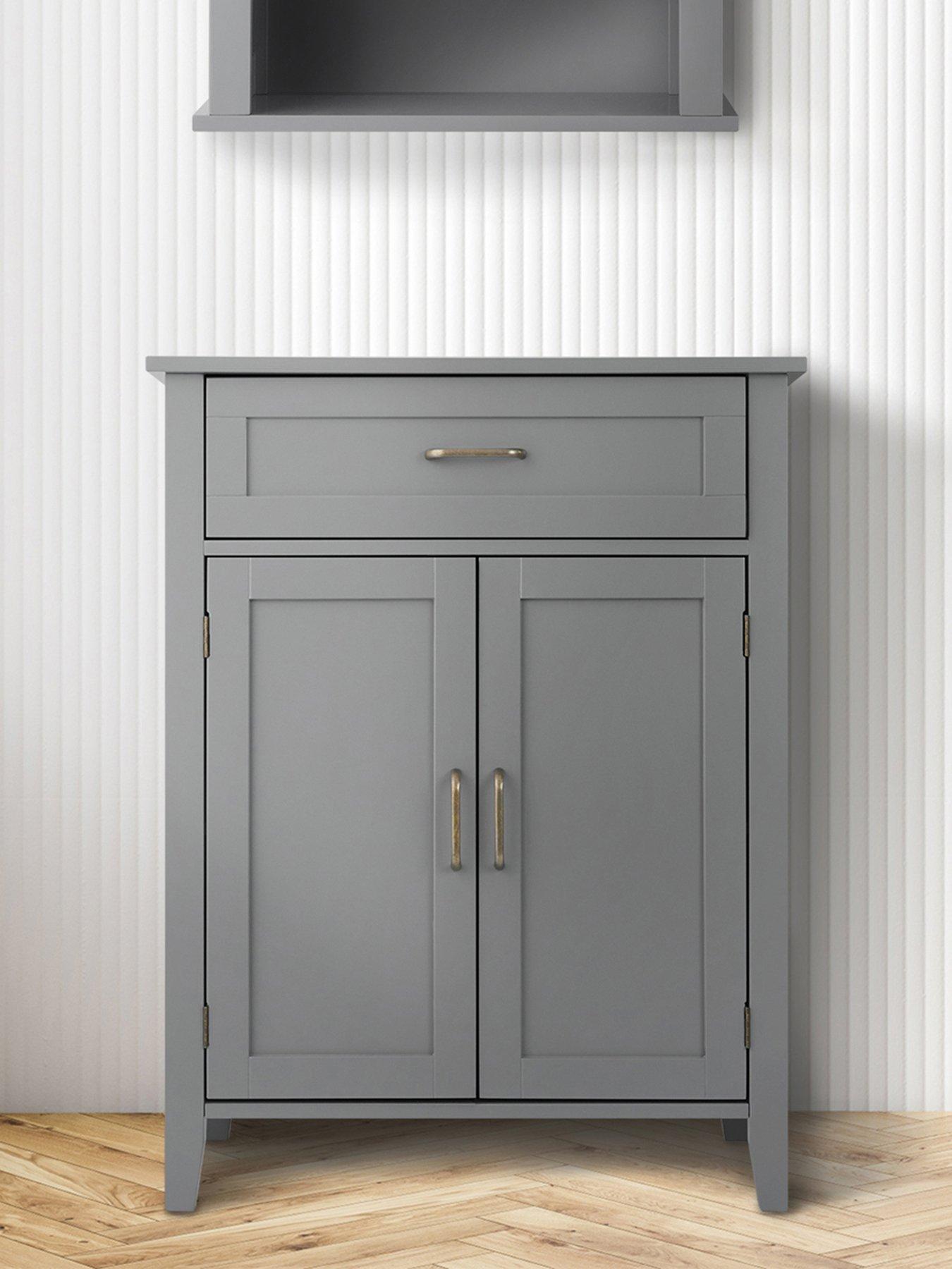 Product photograph of Teamson Home Mercer Bathroom Floor Storage Cabinet - Grey from very.co.uk