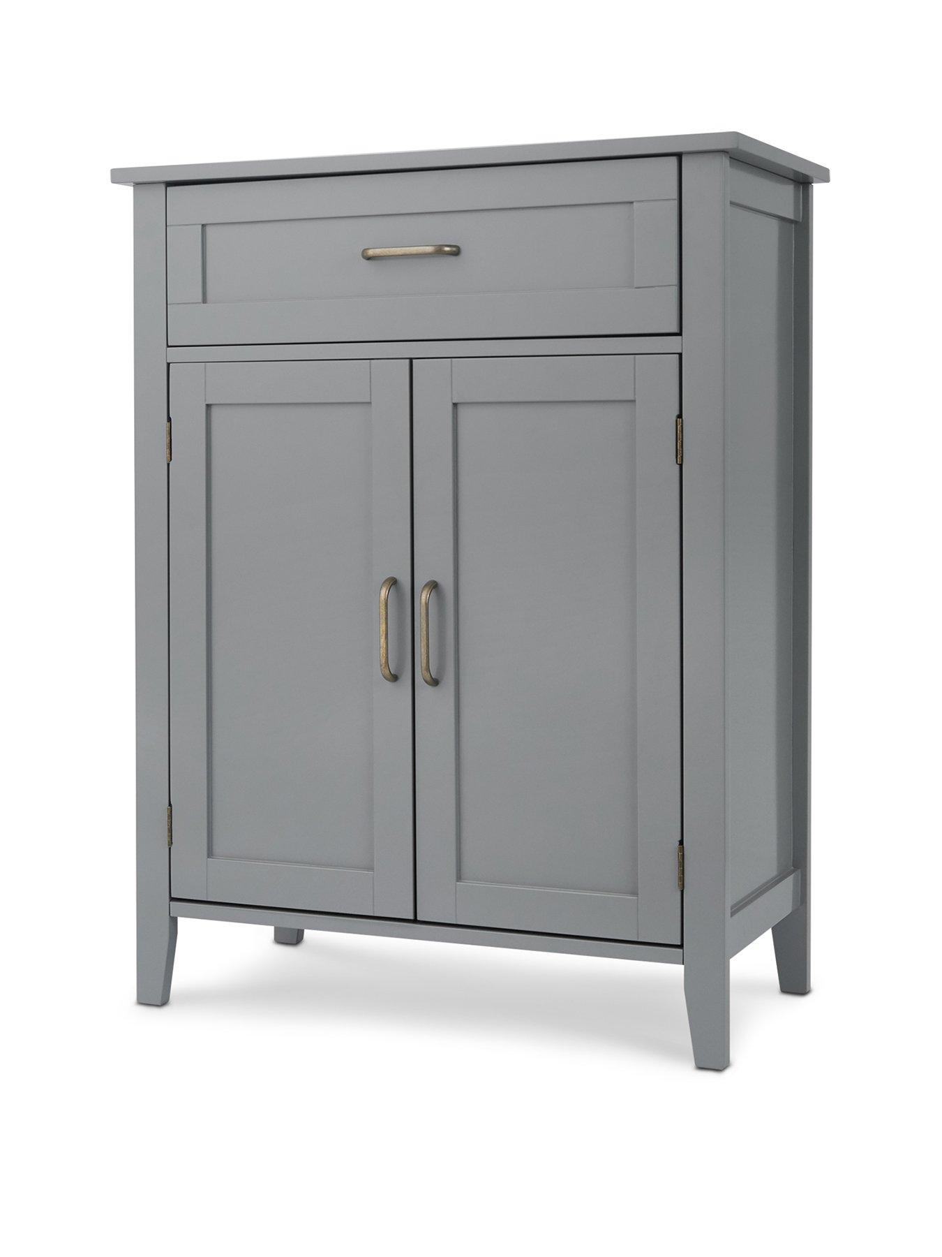 Image 2 of 6 of Teamson Home Mercer Bathroom Floor Storage Cabinet - Grey