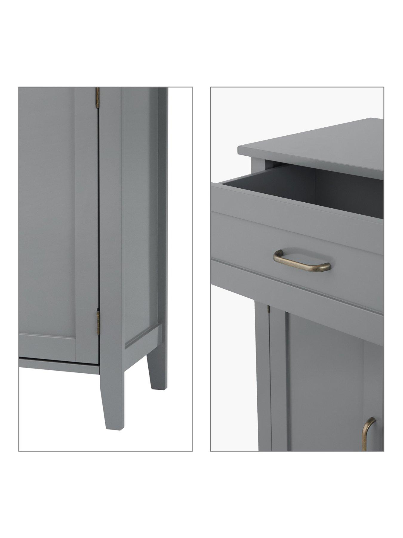 Image 3 of 6 of Teamson Home Mercer Bathroom Floor Storage Cabinet - Grey