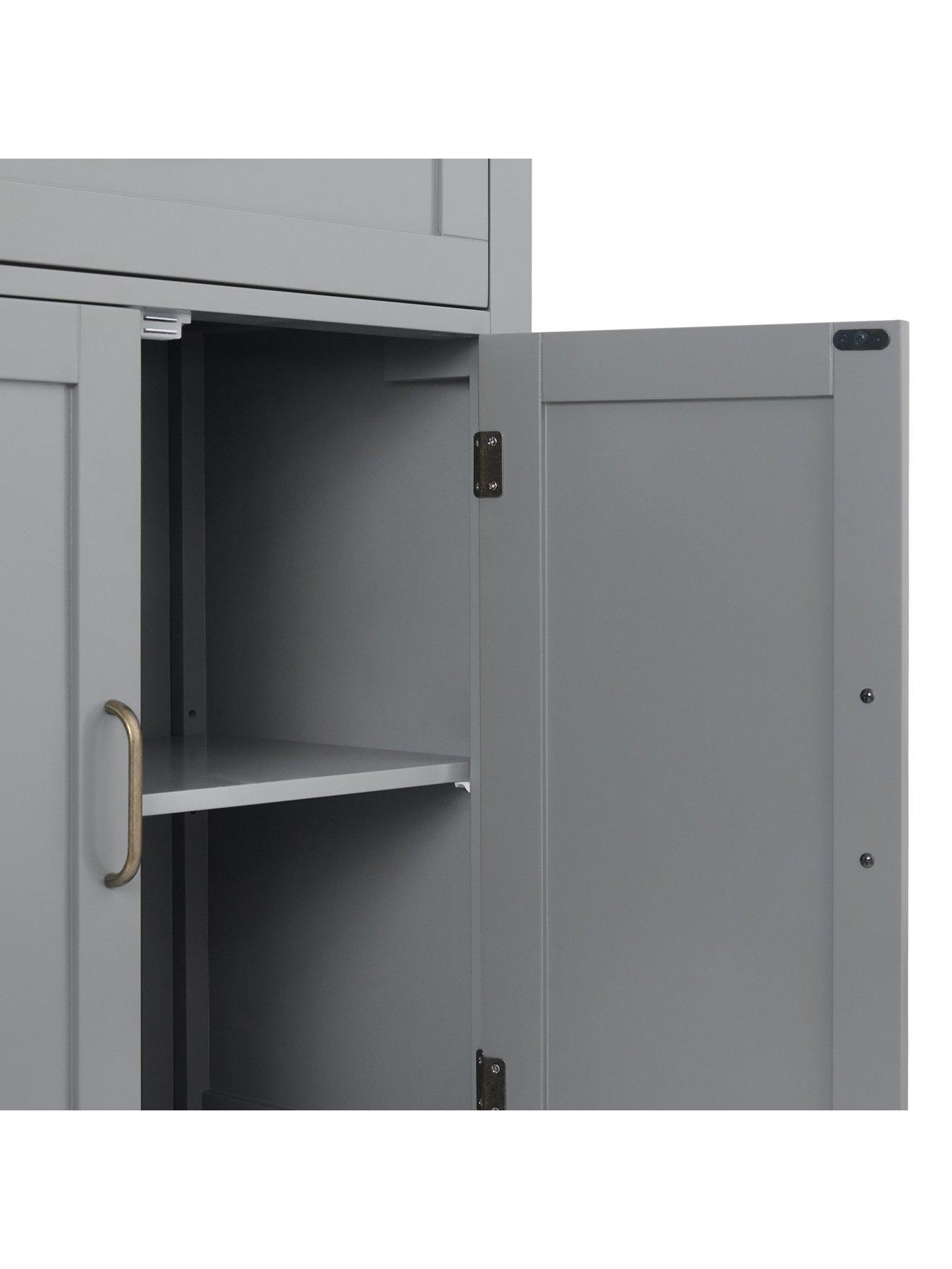 Image 4 of 6 of Teamson Home Mercer Bathroom Floor Storage Cabinet - Grey