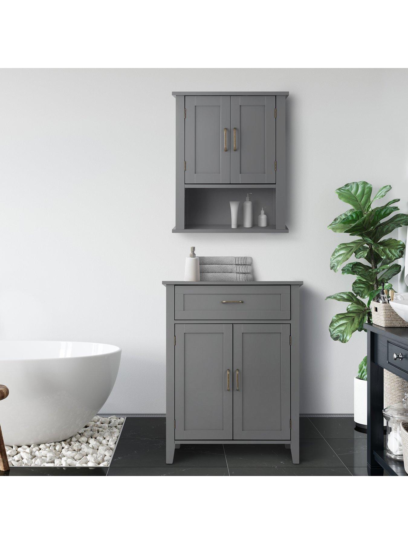 Image 5 of 6 of Teamson Home Mercer Bathroom Floor Storage Cabinet - Grey
