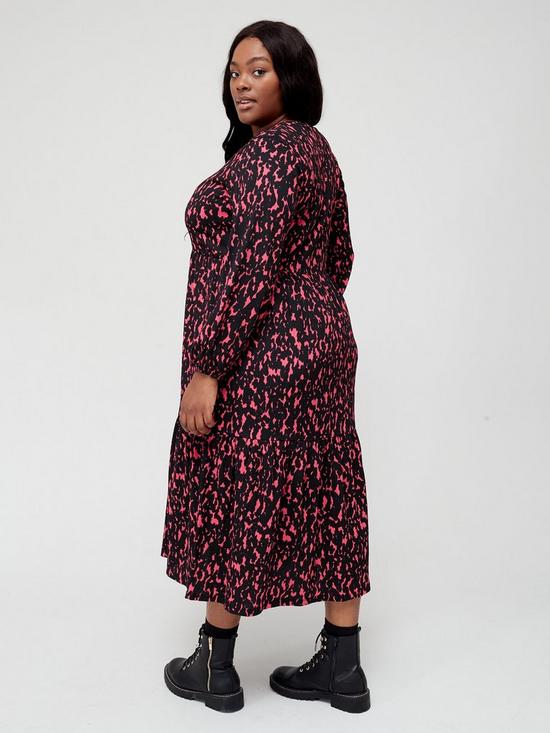 stillFront image of v-by-very-curve-long-sleeve-crew-neck-midi-dressnbsp--multi