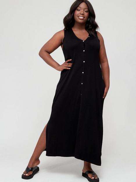 v-by-very-curve-longline-knitted-sleeveless-tunic-dress-black