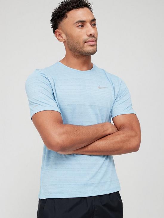 front image of nike-run-dri-fitnbspmiler-t-shirt-light-blue