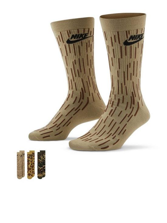 front image of nike-3-pack-of-everyday-essential-camo-printnbspsocks--nbsp