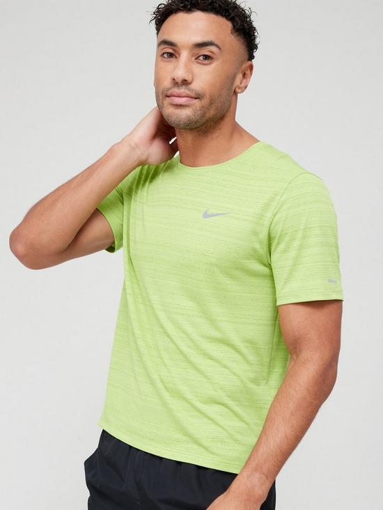 front image of nike-run-dry-fit-miler-t-shirt-green