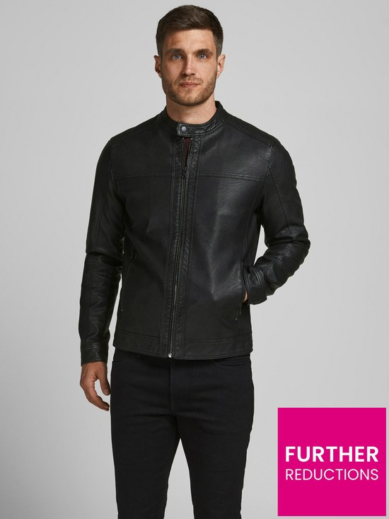 front image of jack-jones-faux-leather-jacket