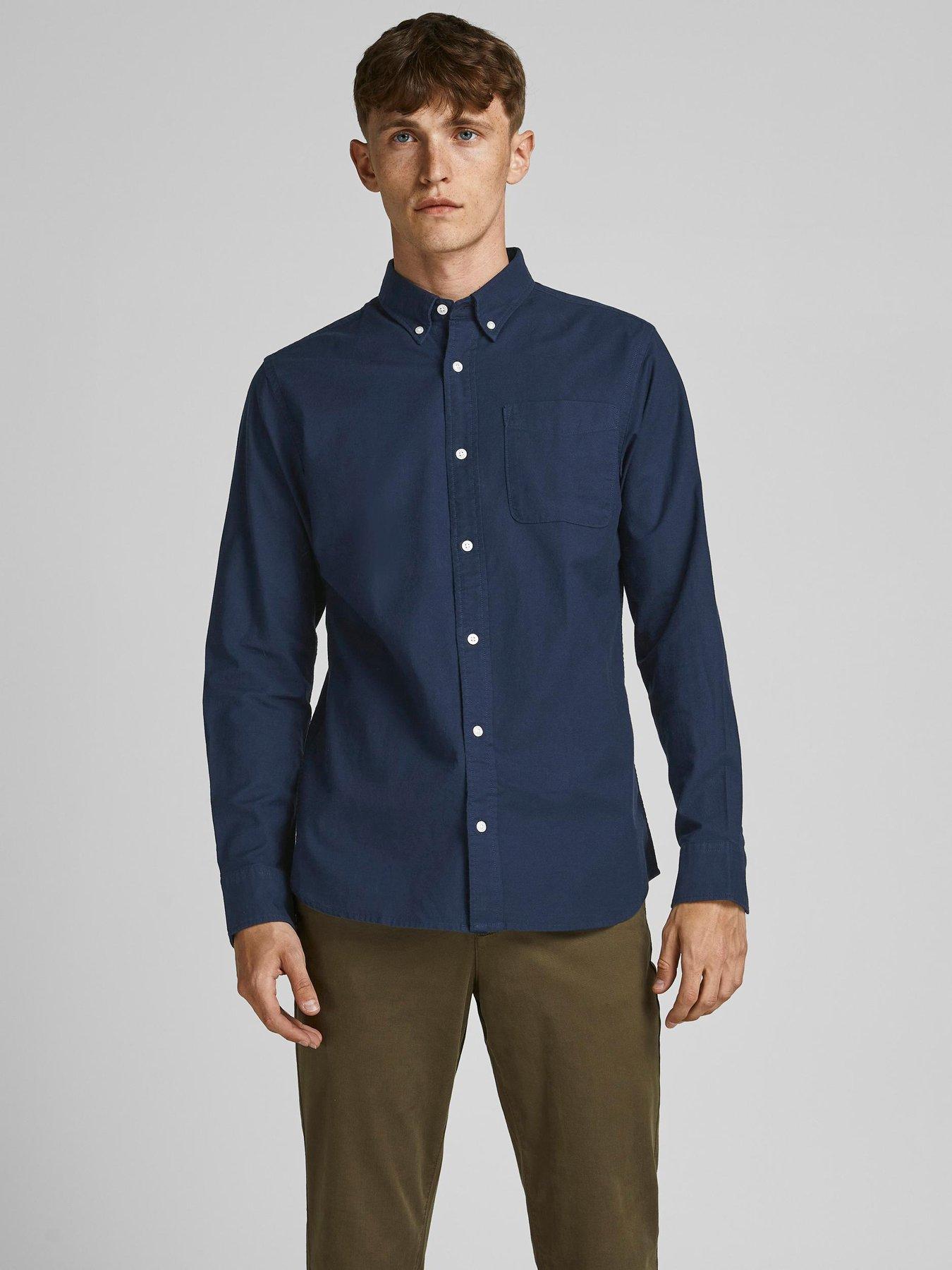 dark blue button up shirt