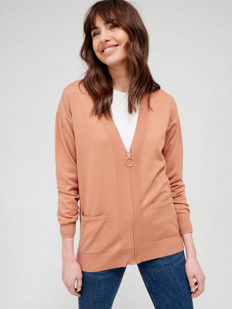 v-by-very-knittednbspzipped-cardigan-with-pockets-tannbsp
