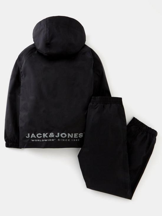 back image of jack-jones-junior-boys-solar-rain-jacket-and-trousers-suit-black