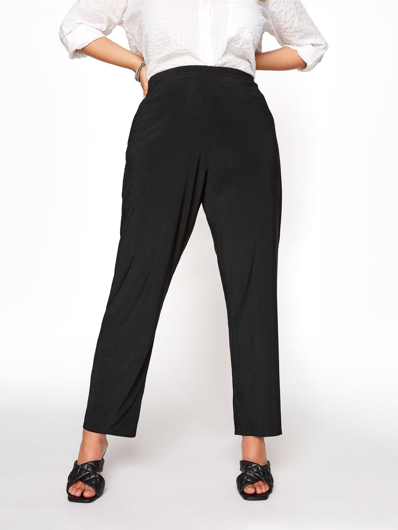 undefined Flat Front 30" Wide Leg Trouser - Black