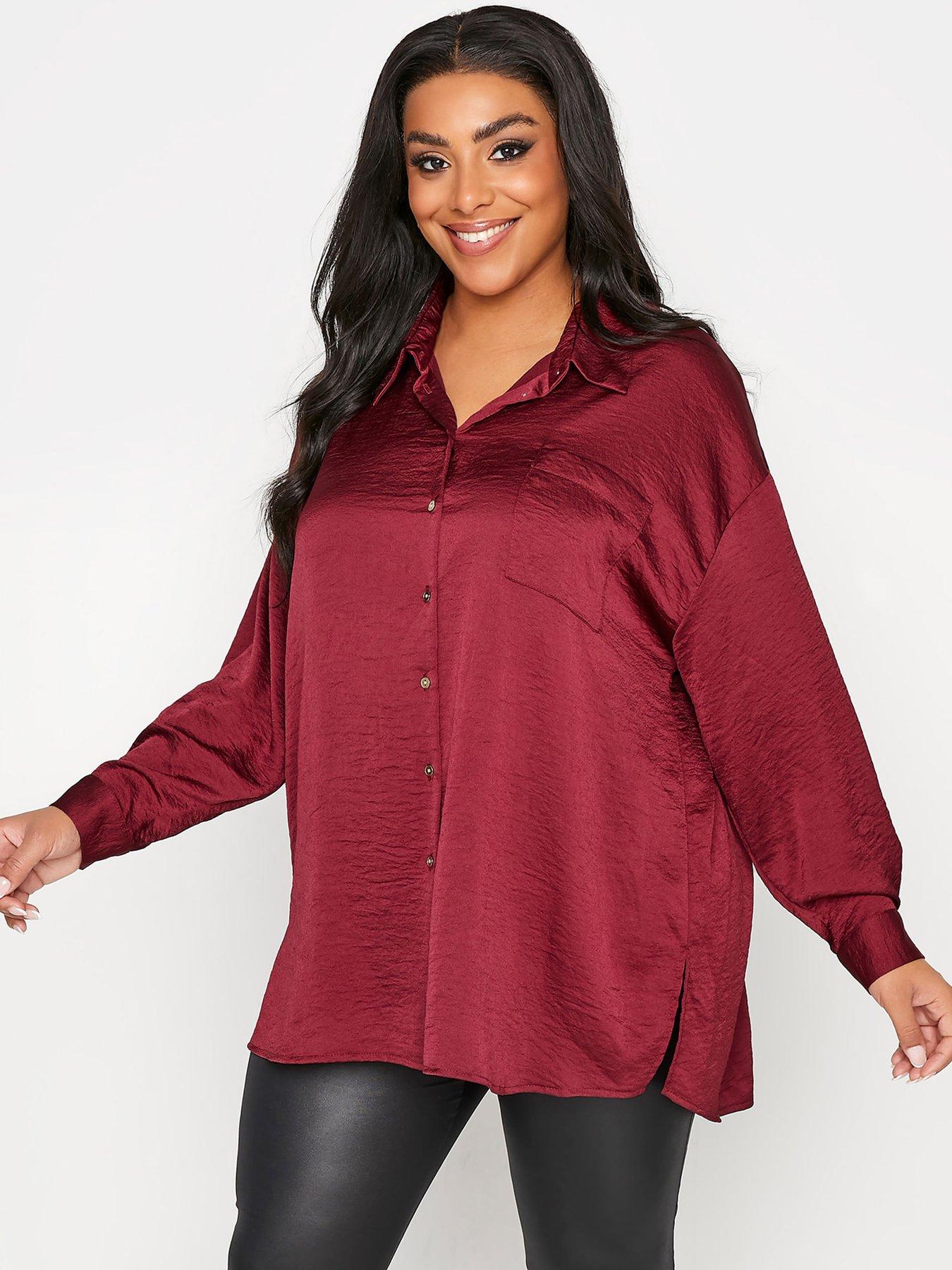 Blouses & shirts Yours Oversized Drop Shoulder Washed Satin Blouse - Red