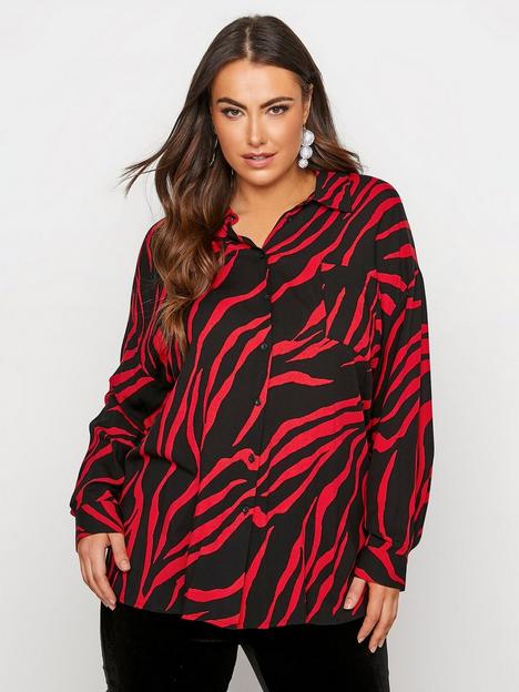 yours-oversized-drop-shoulder-print-blouse-red