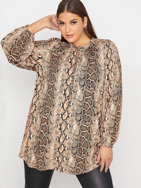 yours-gathered-neck-tie-blouse-snake