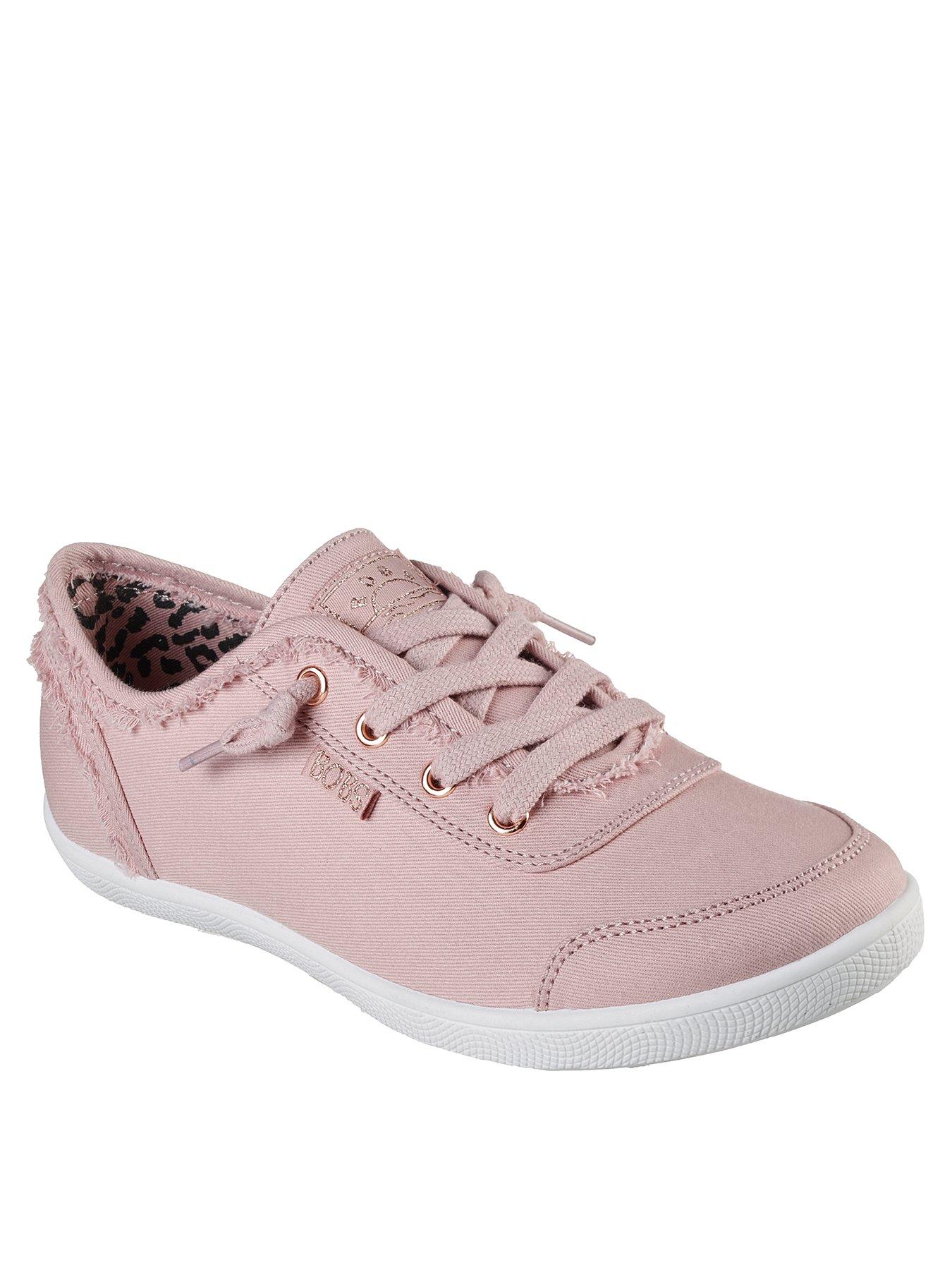 Image 1 of 4 of Skechers Bobs B Cute Slip On Faux Lace Trainer - Rose Canvas