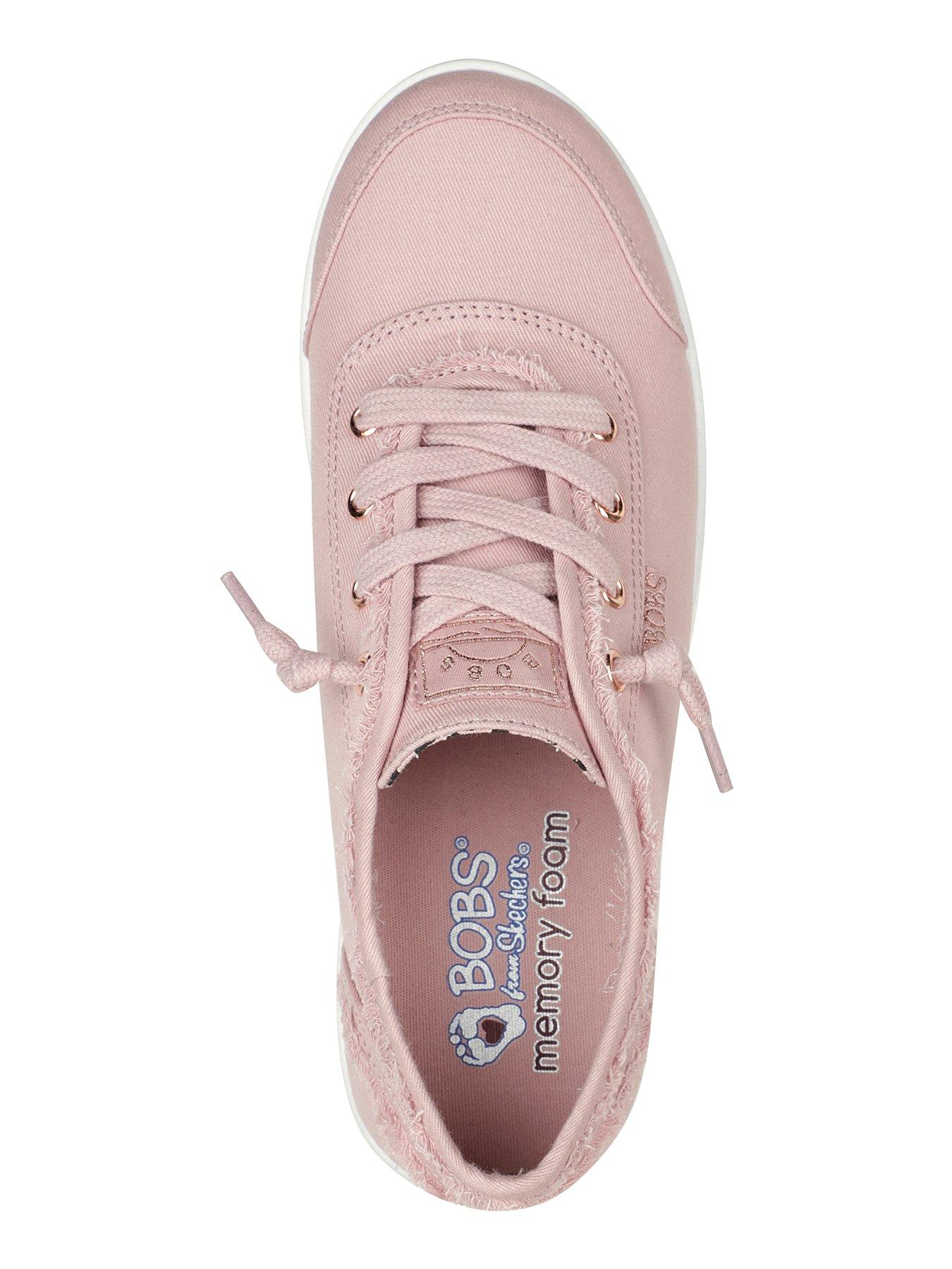 Image 3 of 4 of Skechers Bobs B Cute Slip On Faux Lace Trainer - Rose Canvas
