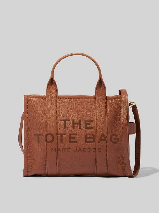 front image of marc-jacobs-the-small-leather-tote-bag--nbspbrown