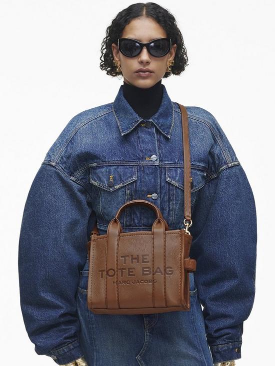 stillFront image of marc-jacobs-the-leather-mini-tote-bag--nbspbrown