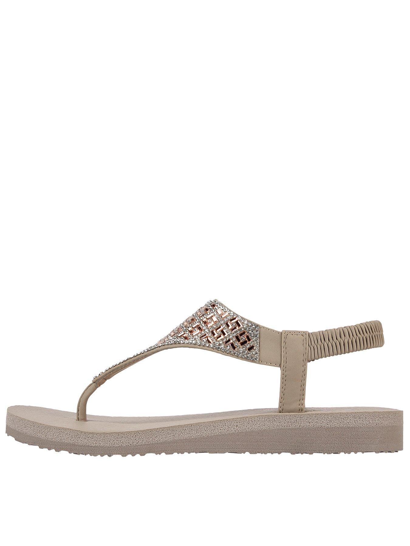 Skechers meditation rock on sale crown sandals white