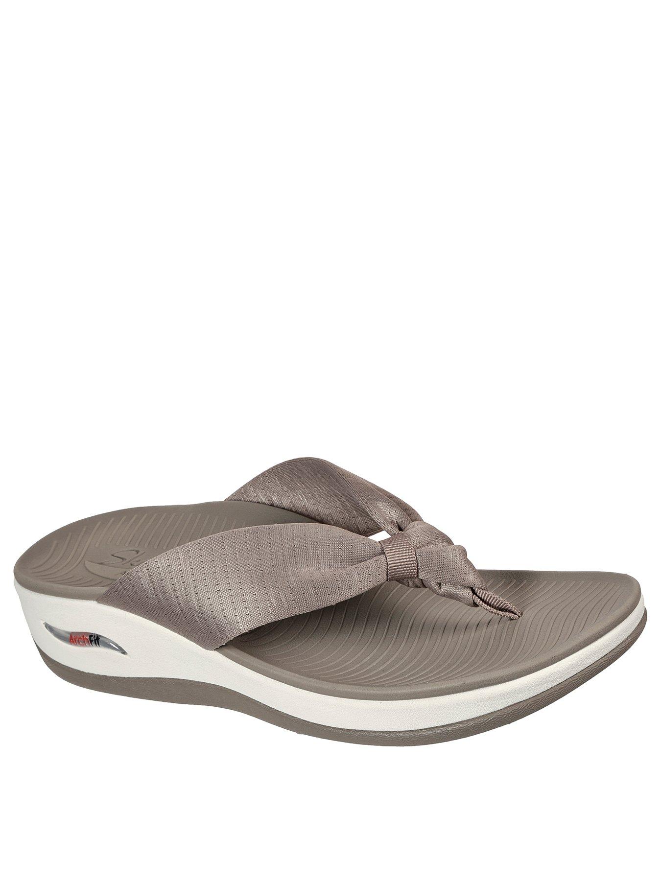 Skechers Arch Fit Thong Wedge Sandals | very.co.uk