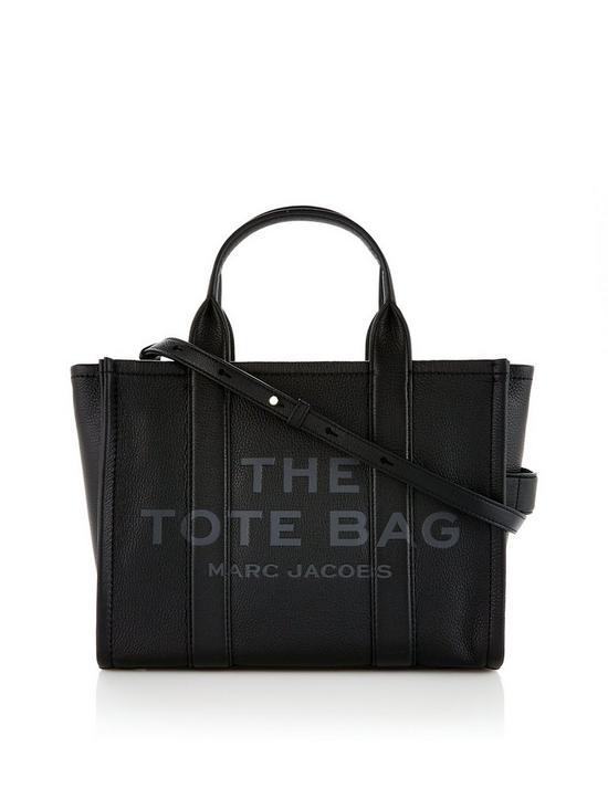front image of marc-jacobs-the-mediumnbsptote-bag-black