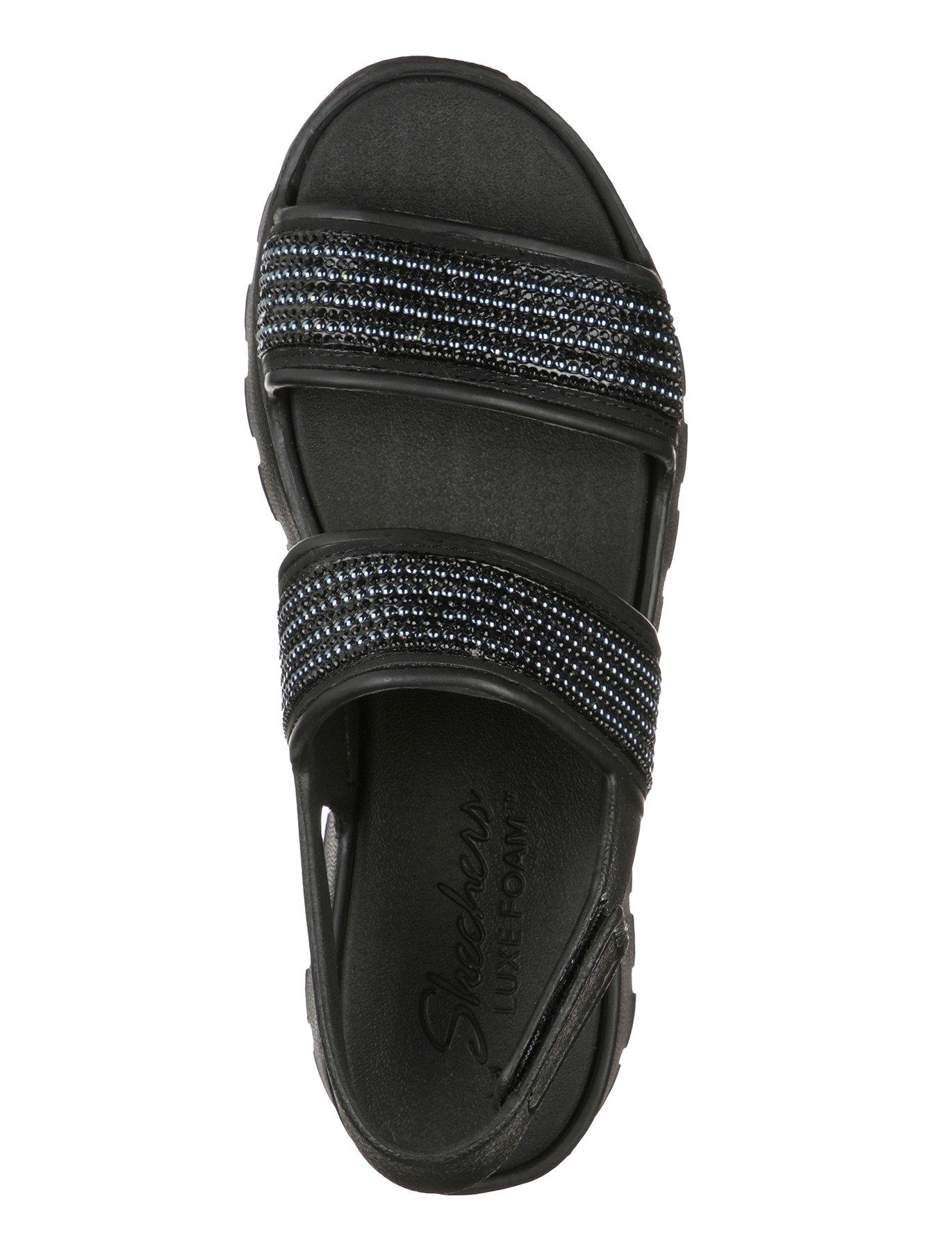 Skechers Footsteps How Extra Wedge Sandals Black very