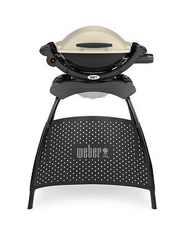 Product photograph of Weber Q 1000 Gas Barbecue With Stand - Titanium from very.co.uk
