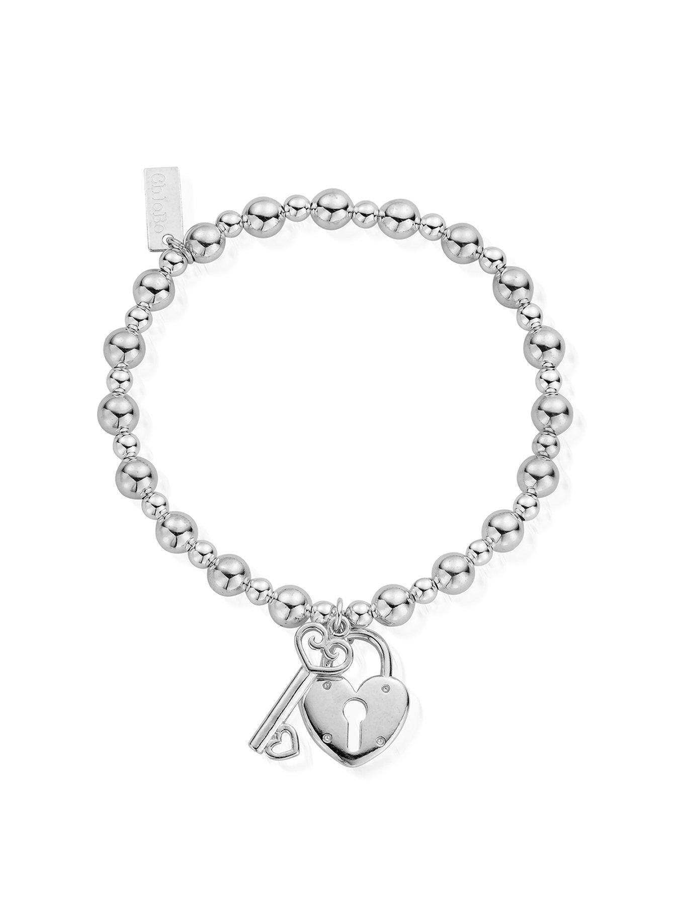 Product photograph of Chlobo Mini Small Ball Lock And Key 925 Sterling Silver from very.co.uk