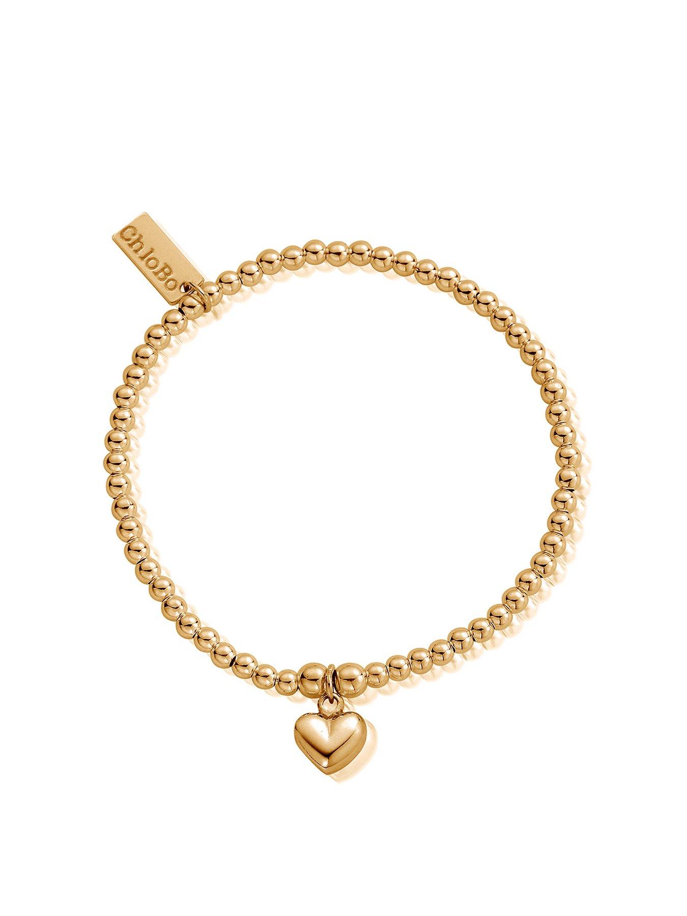 Jewellery & watches Gold Cute Charm Puffed Heart Bracelet Gold Plated 925 Sterling Silver