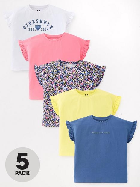 v-by-very-girls-5-pack-floralsloganplain-frill-t-shirts-multi