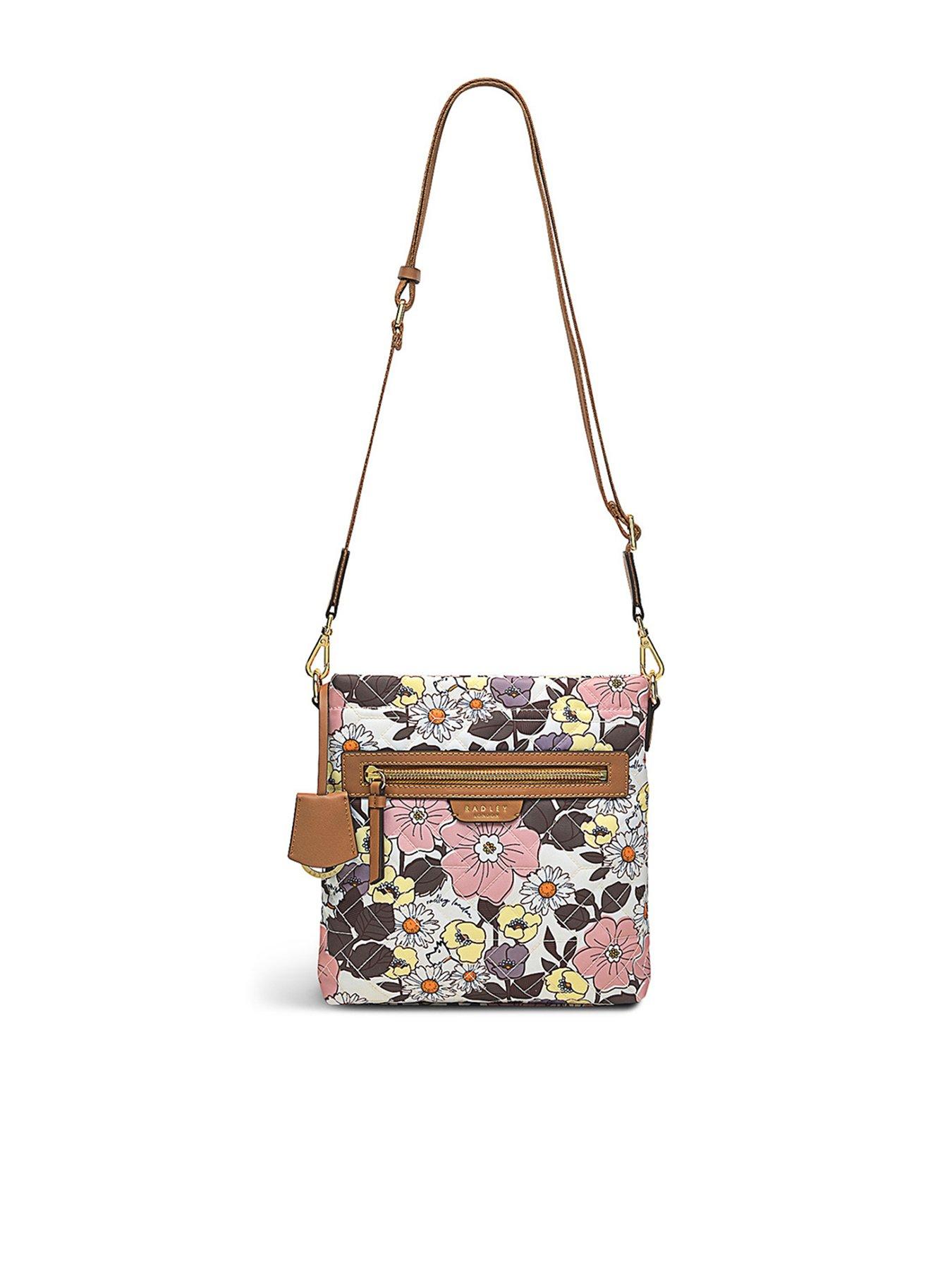 Bags & Purses Finsbury Park 60's Floral Quilt Recycled Small Ziptop Crossbody Bag - Chalk